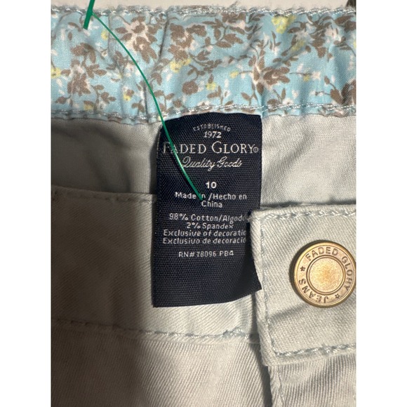 NWT Faded Glory Twill Capri Pants Blue Haze Floral Lined Womens Size 10 - Picture 2 of 5